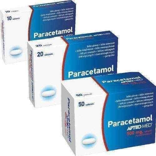 APTEO MED Paracetamol 0.5g x 20 tablets, paracetamol 500 mg UK