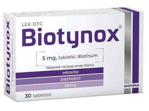 Biotynox 5mg x 30 tablets, biotin (Biotinum) UK