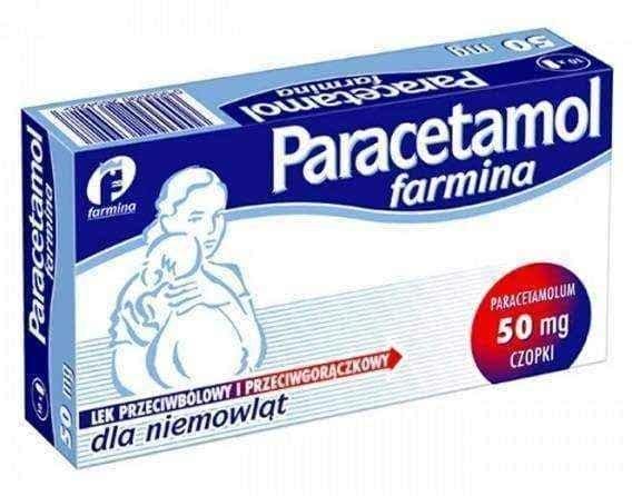 Farmina paracetamol 50mg x 10 suppositories UK